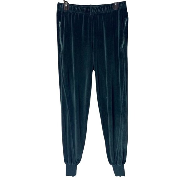 Good American Pants Women Medium Emerald Green Twisted Seam Velour Joggers‎ - Picture 1 of 10